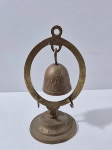 Vintage Brass Bell Etched Temple Ornate Hanging Stand Made In India - Bild 1 von 9