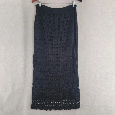 Falda Chicos Mujer Mediana Negra Crochet Maxi Boho Festival Cachicho Costero Foto 1 de 4