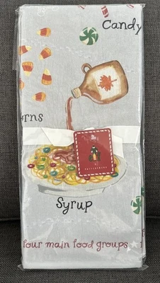 NEW Pottery Barn Elf Food Groups Kitchen Tea Hand Towels Christmas Set Of 2 - Image 1 of 4