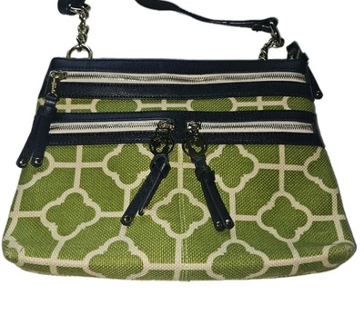 Spartina 449 Dafuskie Martinangel Zipper Hipster Leather Linen Crossbody Bag - Image 1 of 4