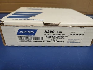 Norton 30239 Hook & Sand 220 Grit , Discs, 5" x 8 Hole (A290), Pack of 50 - Picture 1 of 4