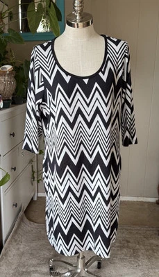 Derek Heart Black and White Chevron sweater Dress, plus size 2X - Image 1 of 4