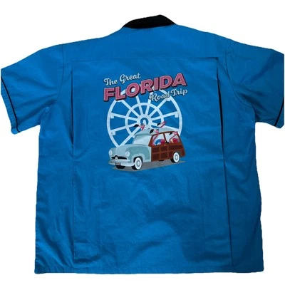 Icon Park, Blue Retro, Bowling Shirt XL  FLAMINGOS FERRIS WHEEL - Image 1 of 4