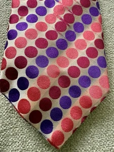 Paul Smith Mens Polka Dot Tie 3 3/4” Wide 100% Silk Red Pink Purple  - Picture 1 of 7