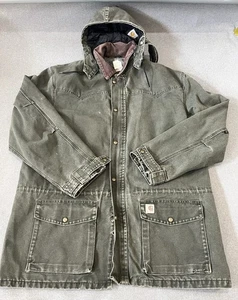 Vintage Carhartt C52MOS Green Blanket Flannel Lined Chore Barn Jacket, Gr. 2XLT - Bild 1 von 10
