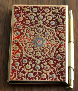 Vintage kleines kompaktes Notizetui & Bleistift Notizblock rot goldfarbenes Etui von Strattone - Bild 1 von 7