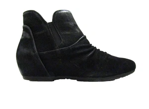 REBOUND Slouch Ankle Boots BLACK MICROSuede Shoes FLAT  Booties Zip 9M PIXIE - Bild 1 von 17
