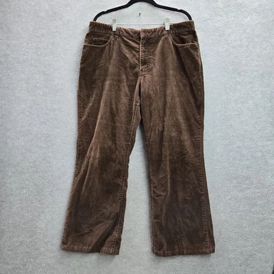 VINTAGE Eddie Bauer Women Pants 14 Brown Bootcut Corduroy 25" Y2K READ - Image 1 of 4