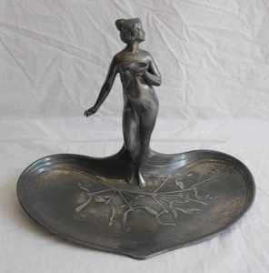 WMF German Art Nouveau Jugendstil Maiden Card Tray c1910 silver-plated antique - Picture 1 of 20