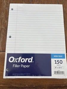 Oxford Filler Paper,150 Sheets, Wide Rule Filler Notebook Paper, 8”x 10.5” - Picture 1 of 8