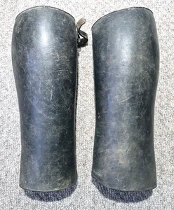 Vintage Thick Black Leather Gaiters Possibly Military / Calvary ? - Picture 1 of 6