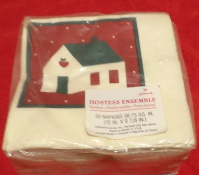 Новый Рождество 50 Hallmark напиток салфетки хозяйка Apple сердце дом красный зеленый - Изображение 1 из 3