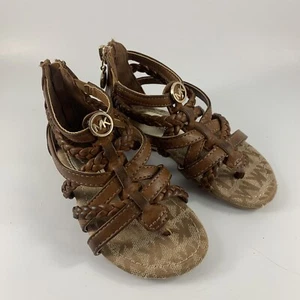 Infant/Toddler Size 7 Brown Cognac Leather Like Tatiat Michael Kors Sandals - Picture 1 of 8