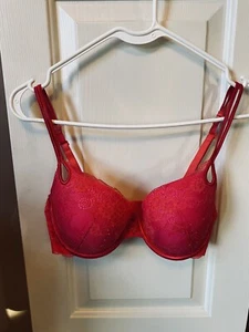 Victoria's Secret Sexy Little Things Pink Red Lace Bra 34D - Picture 1 of 3