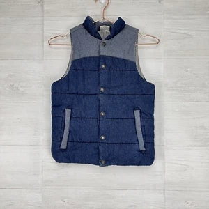 Hanna Anderson Puffer Vest Size 130 cm Kids US 8 Quilted Denim Blue w/ Pockets - Picture 1 of 13