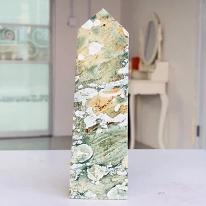 195g Natural KAMBABA JASPER NEBULA STONE Agate Quartz Crystal Obelisk Reiki G380 - Picture 1 of 14