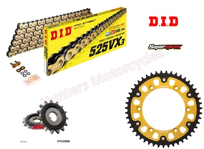 Triumph 675 Street Triple DID Gold XRing Chain & SuperSprox Stealth kit de roda dentada - Imagem 1 de 3