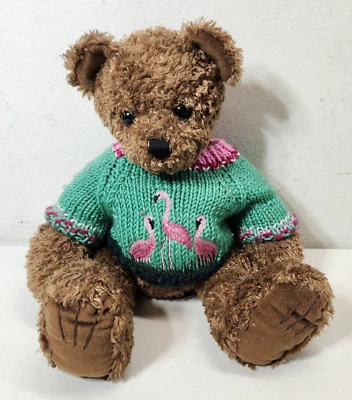 First & Main Tucker Stuffed Teddy Bear 14" Plush Toy Animal Flamingo Shirt - Image 1 of 4