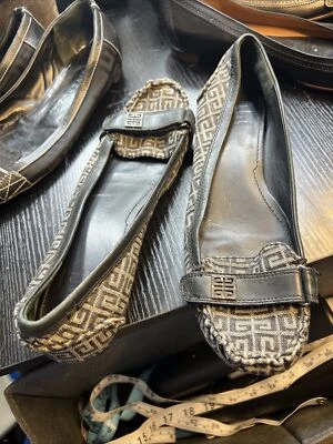 Zapatos Givenchy 39.5 Logo Ballet Planos GG Monograma Denim Mocasines Hebillas Correas Foto 1 de 4