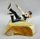 CLOWN figurine on a rock by RON (Ronald A.) LEE. Gold plated hand painted. VTG