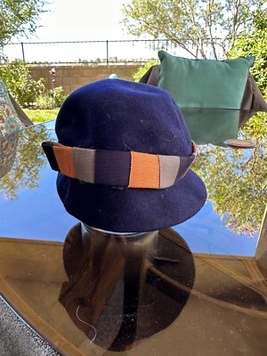 Vintage PYR-LANE 100% lana/azul marino con cinta de ala naranja/azul marino/blanco Foto 1 de 4