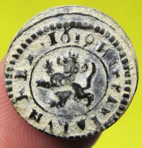 Amazing 1619 PIRATE COB SPANISH 2 Maravedis Colonial Coin Felipe PHILIP III