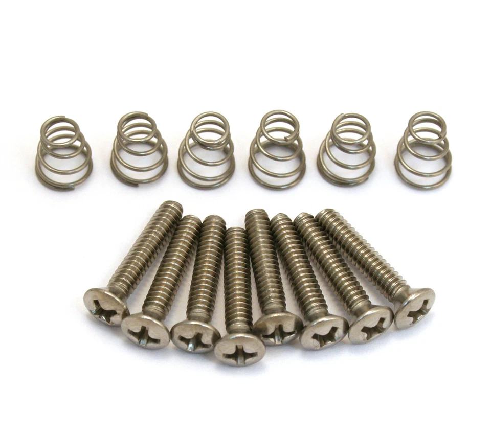 8 Pickup Mounting Screws w/6 Springs 1-1/4" Stainless Allparts GS-0064-005