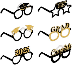 12PCS Class of 2025 Graduation Grad Party Eyeglasses Photo Props Supplies(Black, - Picture 1 of 5