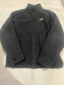 The North Face fleece full zip embroidered logo mens Large Black Vintage - Picture 1 of 7