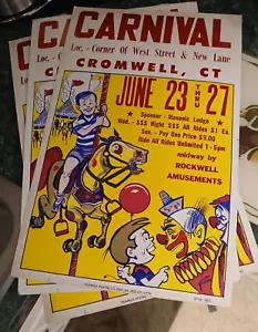Vintage Cromwell CT Carnival Ride Posters (3) $1 Rides Rockwell Amusements 1990s - Picture 1 of 6