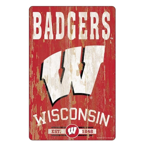 Wisconsin Badgers 11"x17" Wood Sign Slogan Design [NEW] NCAA Banner Wall Cover