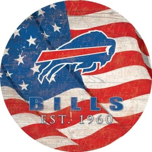 Buffalo Bills 12” Team Flag Circle Wood Sign - Picture 1 of 1