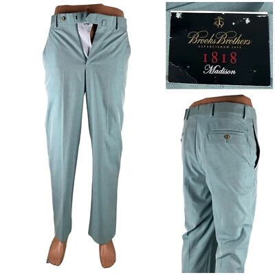 Brooks Brothers Mens 29 X 32 (actual) Pants Madison Aquamarine 100% Cotton NWT - Image 1 of 4