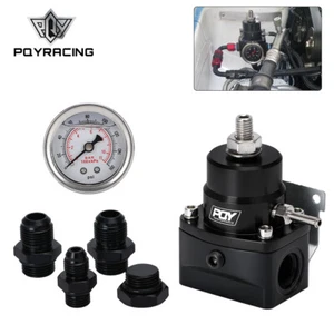 Kit regulador de presión de combustible ajustable negro aceite calibre 0-160 psi -6AN AN8/ORB-8 - Imagen 1 de 11