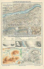 Landkartendarstellung von Heidelberg Kuppe Meyers Original Holzstich SUPER 194