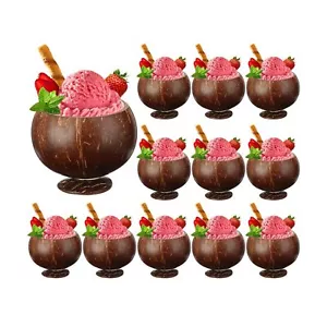 Tioncy 12 Pieces 13.5 oz Coconut Cup Hawaiian Theme Coconut Shell Cups Polish... - Picture 1 of 7