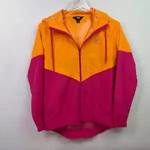 FILA Pink Orange Colorblock Windbreaker Hood Zip Running Jacket Women's Size XS - Picture 1 of 11