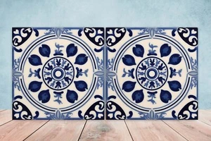 Greek Ceramic Wall Tiles - Set of 2 Kitchen Backsplash Bathroom Ceramic Art Tile - Picture 1 of 3