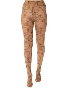 GOTHIC ALTERNATIVE BARBED WIRE TATTOO EFFECT TIGHTS PAMELA MANN HORROR PARTY - Picture 1 of 2