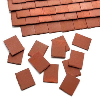 Dolls House 1:12th Scale 250 x Styrene Miniature Model Roof Tiles in Terracotta - Image 1 of 4