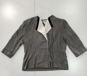 Vintage Perceptions Damen grau Jacke weißes Revers Schulterpolster Größe 13/14 - Bild 1 von 6