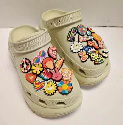 Crocs Mega Crush Clog Unisex Size Women’s 8 / Men’s 6 Cream Shoe Charms Hippie - Image 1 of 4