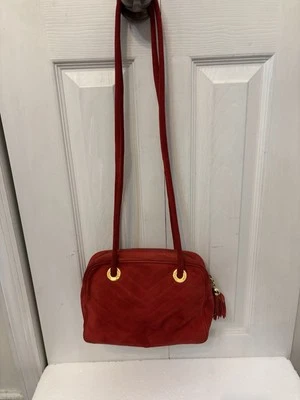 Bolso de hombro vintage de gamuza roja Escada - Hecho en Italia Foto 1 de 4