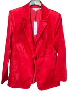 Chicos Velvet Blazer Jacket Single Breasted Red Allure Size 6 Career NWT - $150 - Picture 1 of 11