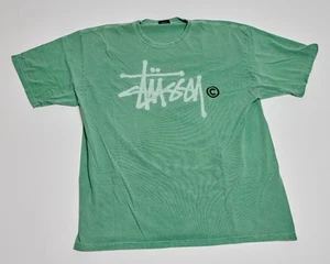 Camiseta básica Stussy XL verde con logotipo de escritura cuello redondo manga corta auténtica - Imagen 1 de 6