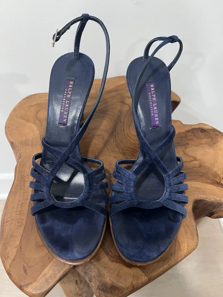 Sandalias Ralph Lauren talla 7,5 B de gamuza azul con tiras Foto 1 de 4