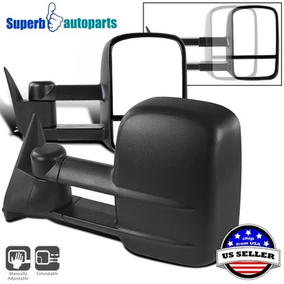 Fits 88-98 C/K Chevy 1500 2500 3500 MANUAL Towing Tow Hauling Side Mirrors Foto 1 de 4