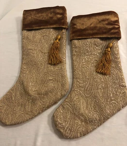 2er Set Viktorianischer Stil Strümpfe Quasten Weihnachten Urlaub Golden Target - Bild 1 von 9