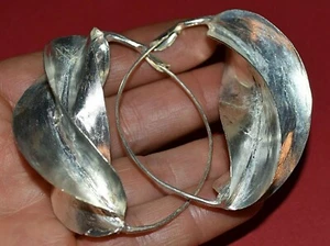 Orecchini Africani Fulani Tribali Argento Leggero Ottone Lavato Metallo dall'Africa - Foto 1 di 3