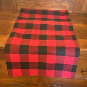 RED & BLACK BUFFALO CHECK PLAID TABLE RUNNER by S Lifestyle ~ 70" X 16" - Picture 1 of 4